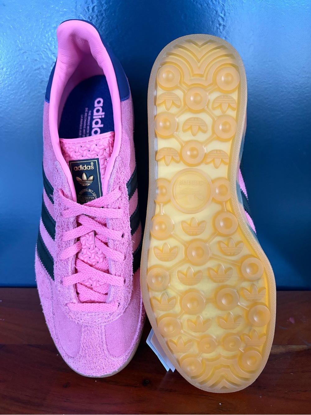 adidas Pink Suede Sneakers with black Stripes - Picture 6 of 13
